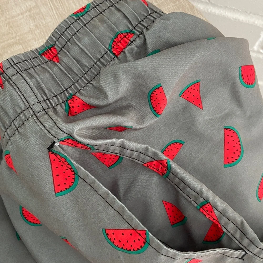 Kurt Creation Francaise Gray Watermelon Print Mens Swim Shorts Size L